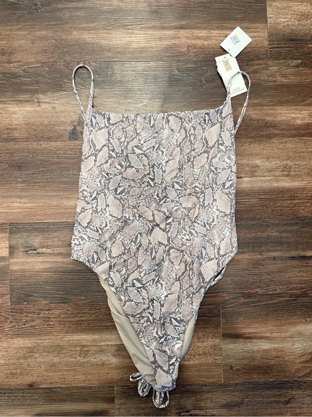Good American Sand Snakeskin One Piece Neutral, Brown, Tan, White Swimsuit